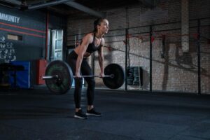 Woman deadlifting